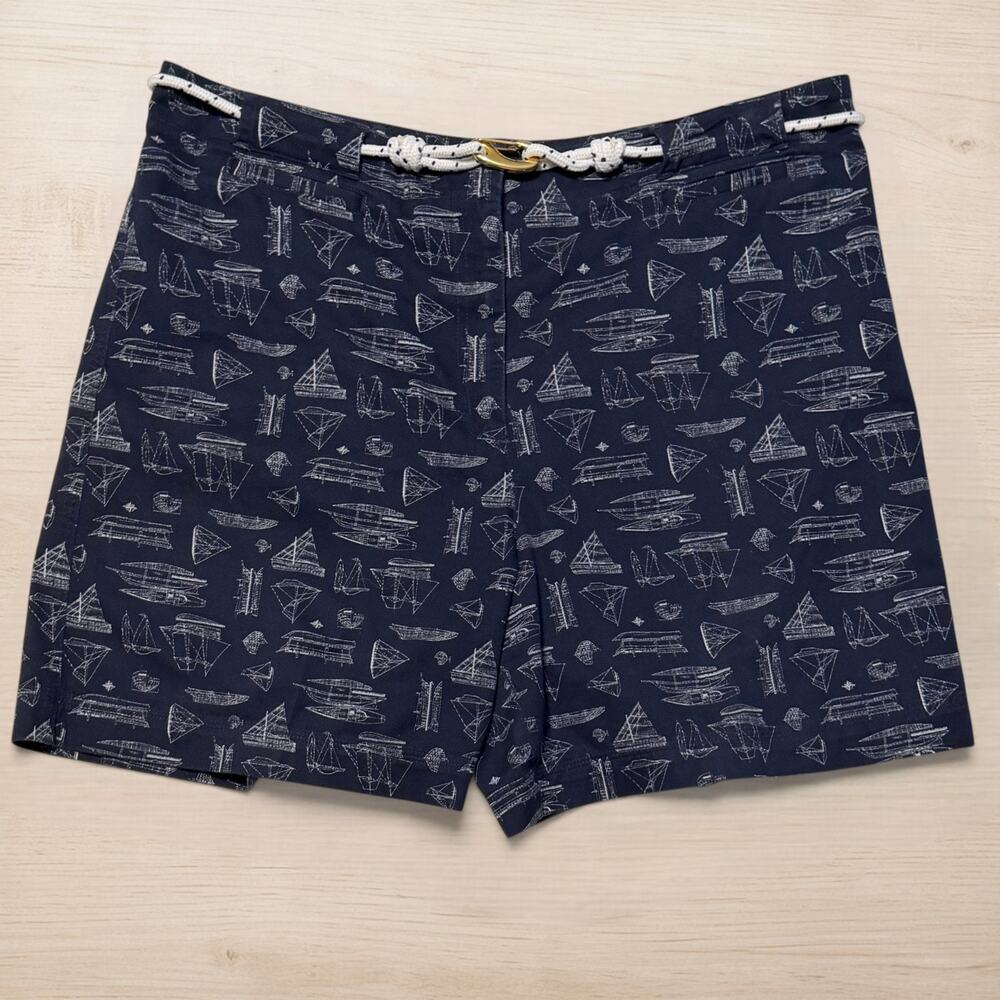 Lauren Ralph Lauren Women's Navy Nautical Shorts Women's 16 Rope Belt High Rise